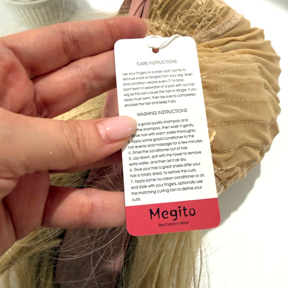 Megito Mixed Blonde Synthetic Headband Wig NWT | Shoulder Length Straight - Picture 7 of 8